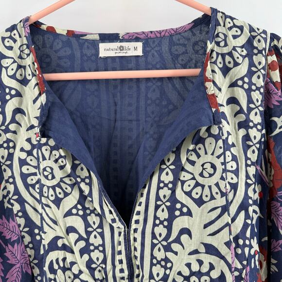 Natural Life Dress Size Medium Abbie Tunic Mini 100% Cotton Boho Floral Swing - Picture 5 of 15